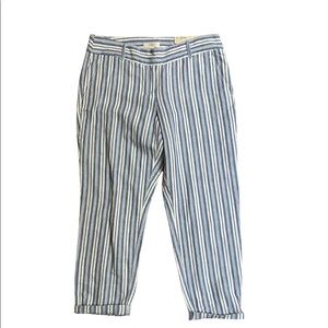 NWT Blue & White Striped Pants, Linen & Cotton, Size 8 by Loft